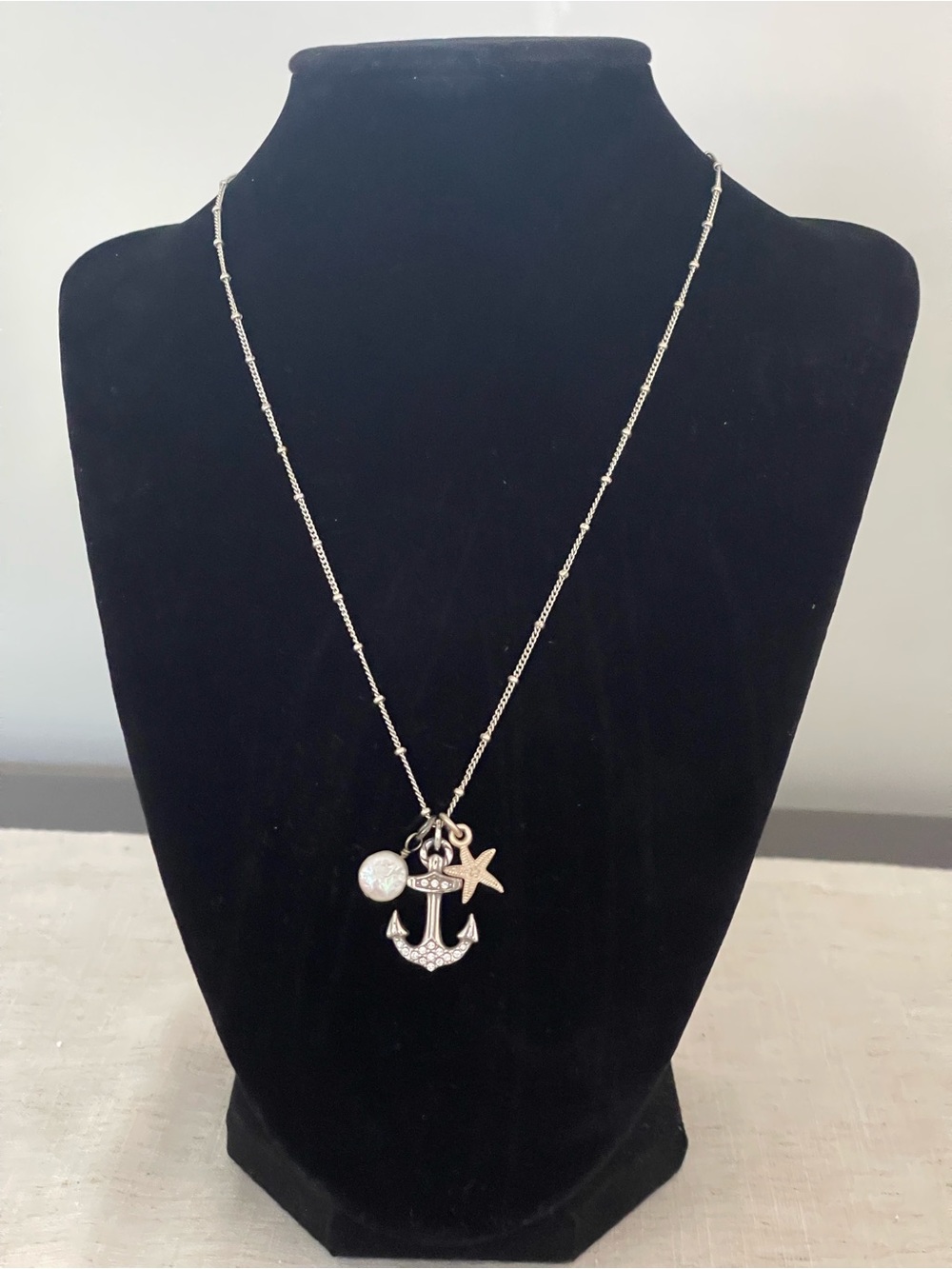 Vintage Brighton Anchor Starfish Pearl Nautical Necklace
